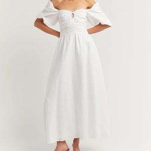 Dissh MALIK WHITE LINEN MIDI DRESS